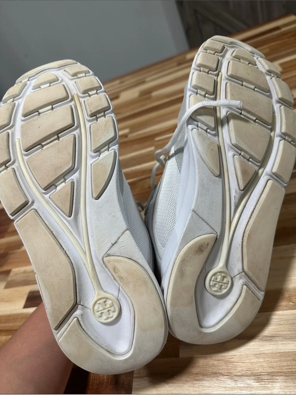 Tory Burch Cream and White Platform Sneakers